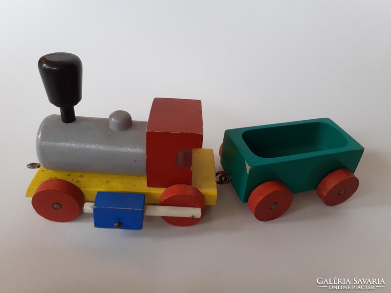 Retro fajáték vonat régi fa mozdony játék