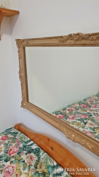 Wonderful, antique, gold-colored, blonde frame, large mirror. 62X 131 cm.
