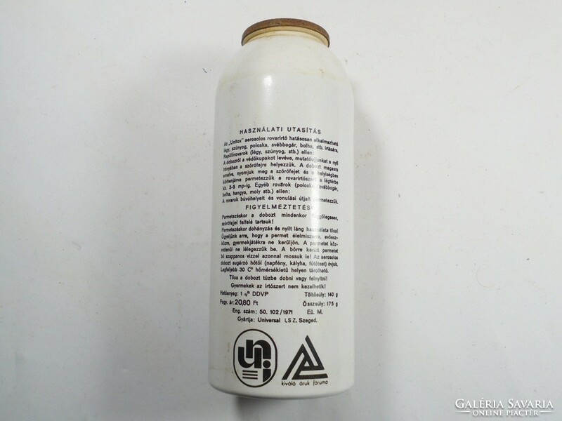 Retro régi Unitox rovarirtószer rovarirtó spray flakon -Universal ISZ Szeged - 1970-es évek