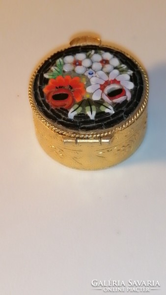 Gold-plated metal box with micro mosaic inlay 205.