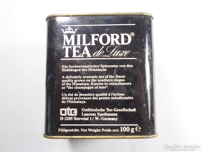 Retro old tea tin tin box - milford tea, 1980s