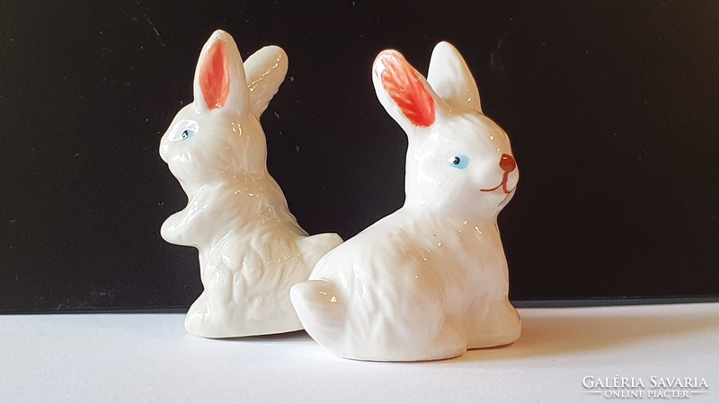 2 Pcs., Mini, porcelain, rabbit, bunny.