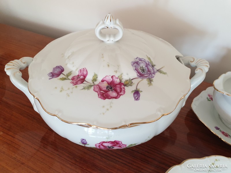 Old porcelain anemone vintage tableware soup bowl with sauce 4 pcs