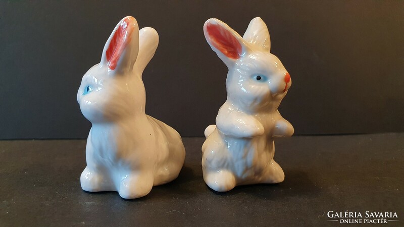 2 Pcs., Mini, porcelain, rabbit, bunny.