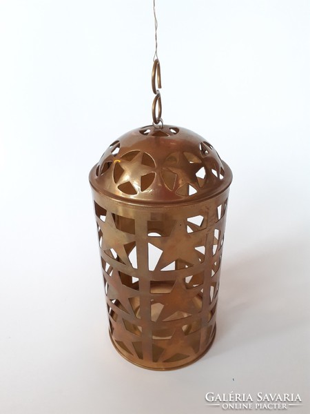 Christmas star copper hanging candlestick with lantern 20 cm