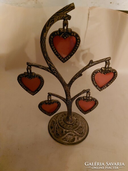 Silver-plated family tree with 5 hearts photo frame