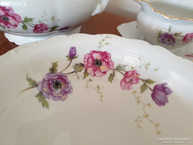 Old porcelain anemone vintage tableware soup bowl with sauce 4 pcs