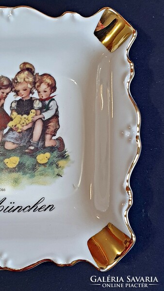 Hilde , német, pici, kicsi méretű porcelán hamuzó, hamutartó.