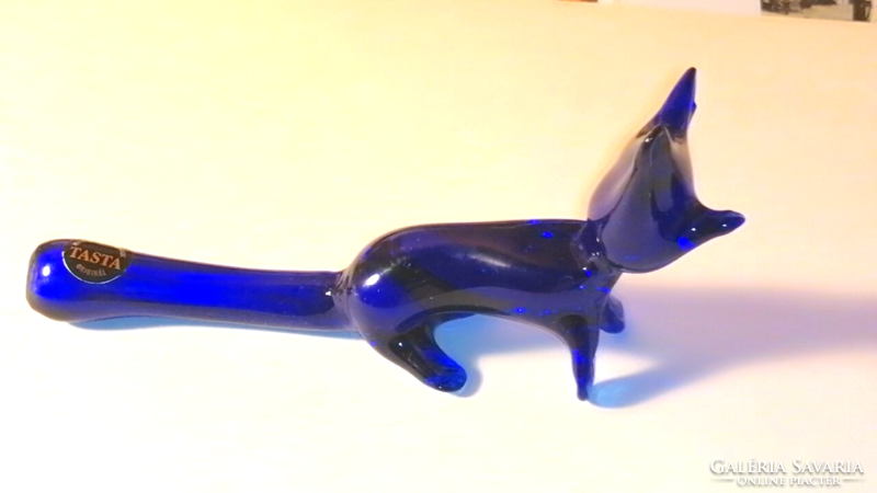 Large blue glass art deco fox figure