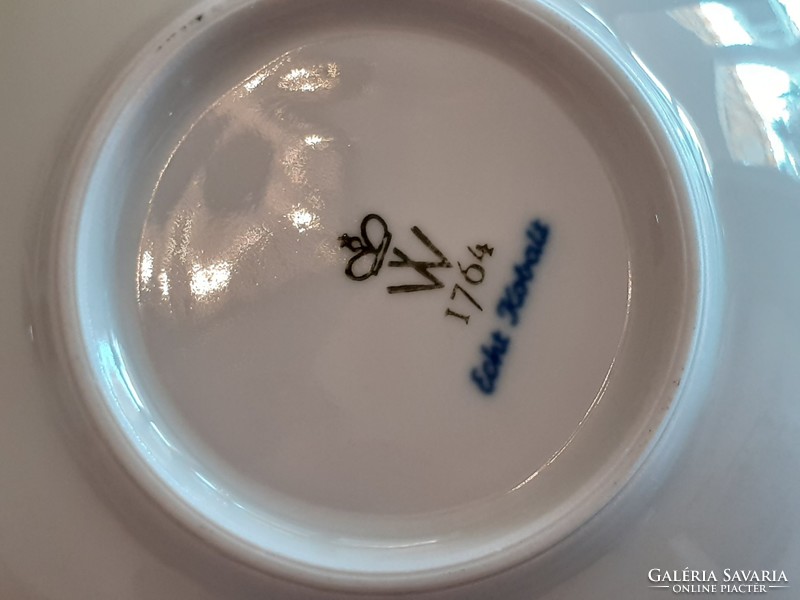 Régi Wallendorf Echt Kobalt porcelán tányér kék virágos készlet 7 db