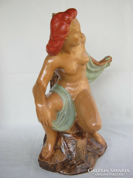 Retro ... Industrial art marked Turanian blacksmith large size ceramic female nude