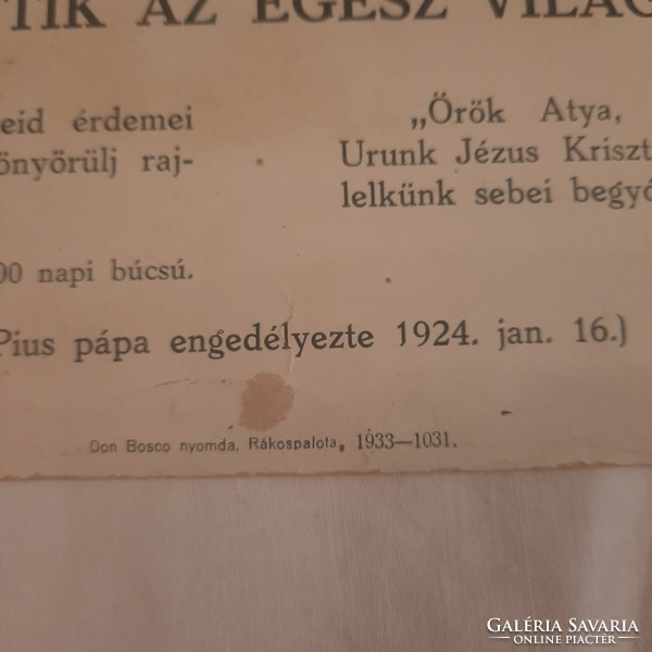 Szent Sebek rózsafüzére nyomat   1933