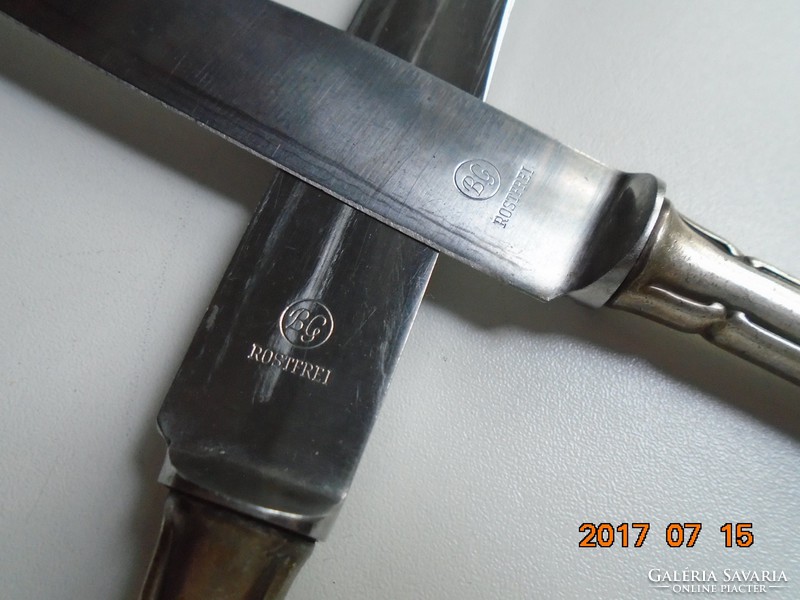 1940 ezüstözött német  kés BG ROSTFREI rozsdamentes acél pengével 2 db