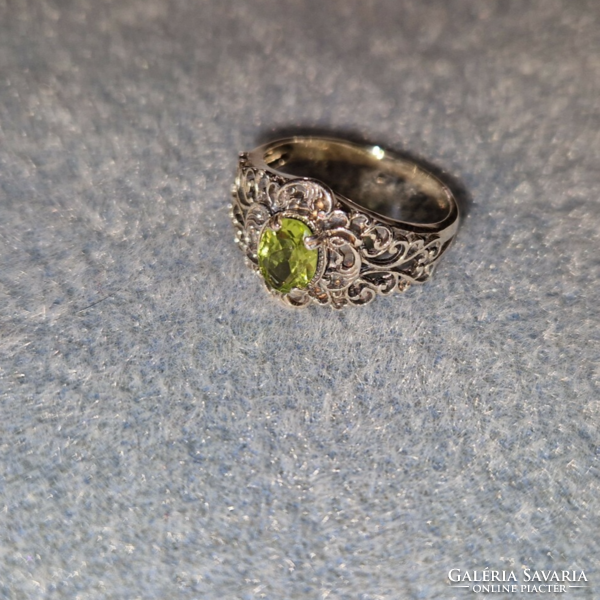 Peridot drágaköves antik stílusú/ sterling ezüst gyűrű 54 es, 925  - új