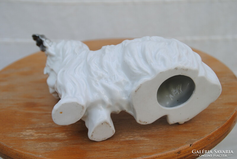 Flawless, marked German porcelain terrier dog figurine