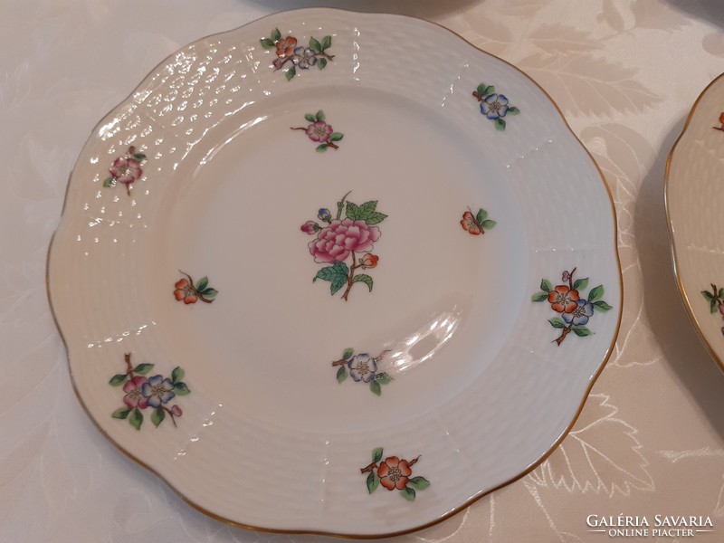 Old Herend porcelain eton patterned small plate with dessert cake 4 pcs