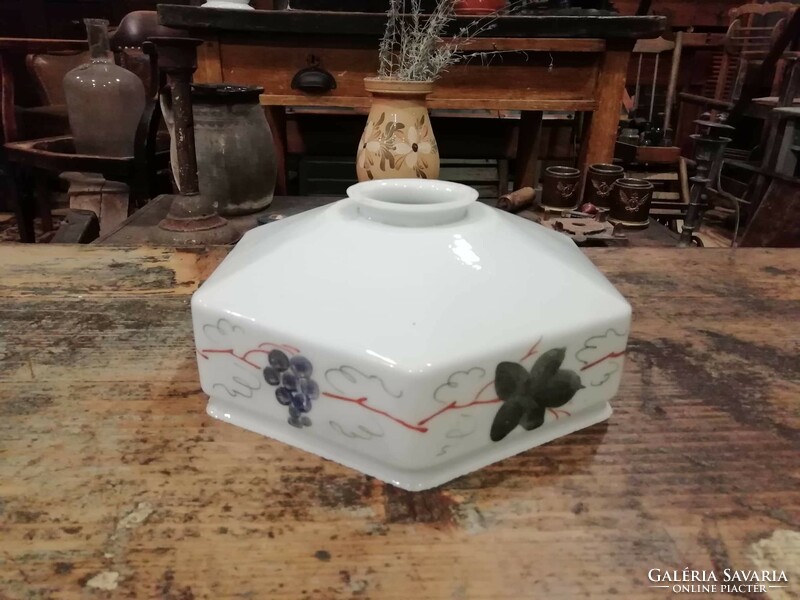 Milk glass, square kitchen ceiling lamp, painted from the middle of the 20th century, with original socket