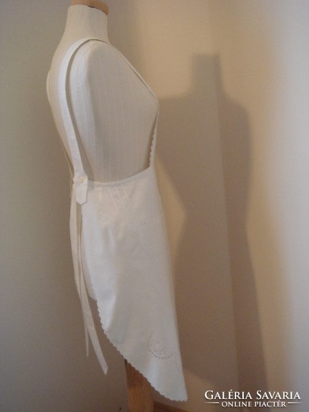 Régi cukrász kötény csipkés vászon vintage női konyhai viselet