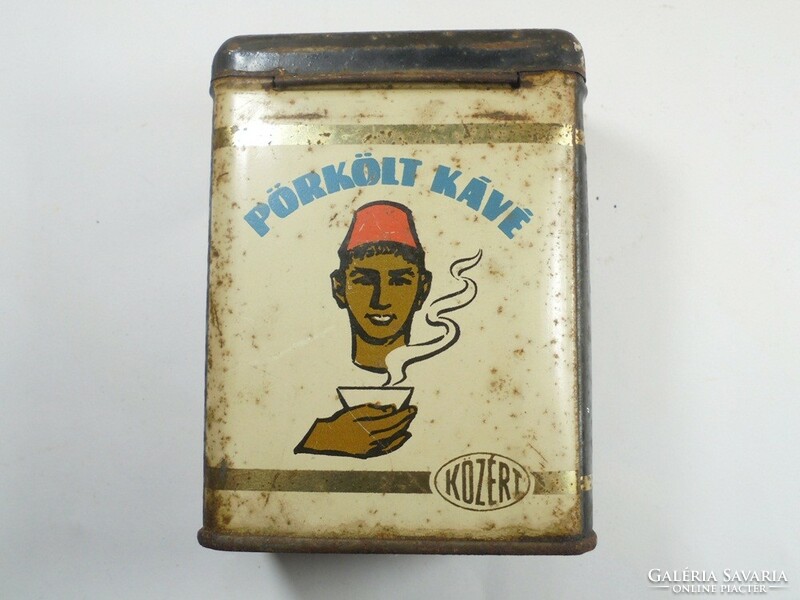 Retro régi Közért kávé kávés pörköt kávé fémdoboz pléh doboz - 1970-es évekből Élelmiszer Csomagoló