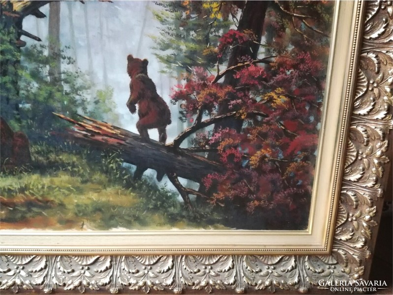Huge forest landscape: bears, czinege by painter Zsolt