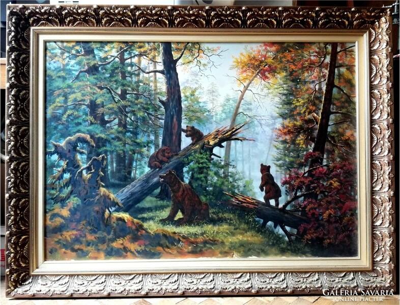 Huge forest landscape: bears, czinege by painter Zsolt