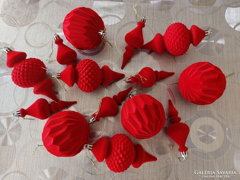 Red modern Christmas tree decoration 14 pcs