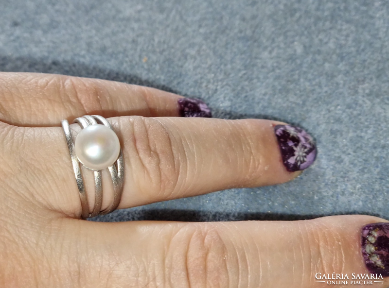 Fabulous ring with cultured pearls, size 55, 925 silver, new