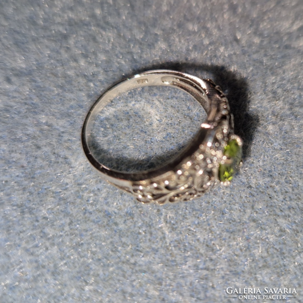 Peridot drágaköves antik stílusú/ sterling ezüst gyűrű 54 es, 925  - új