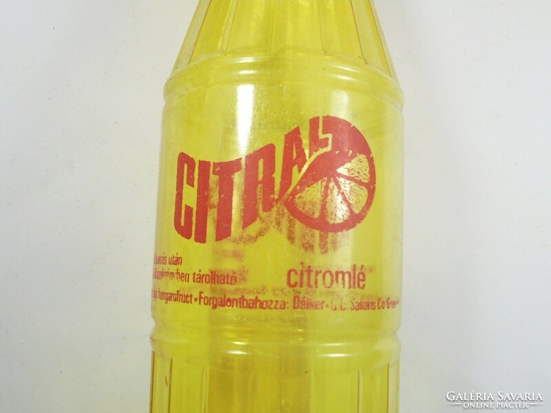 Retro citral lemon juice soft drink bottle - painted label, plastic bottle - 1973