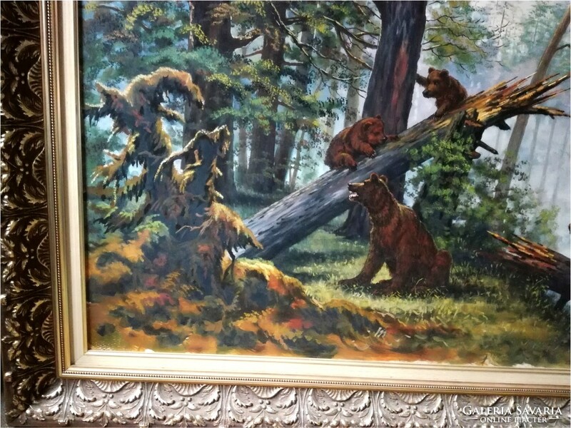 Hatalmas erdei tájkép: Medvék, Czinege Zsolt festőművésztől