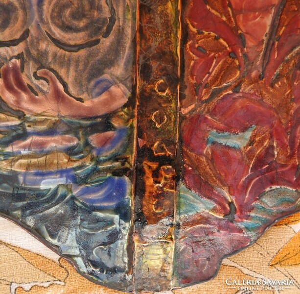 Amorf alakú tűzzománc kép - zománc falikép - jelzett