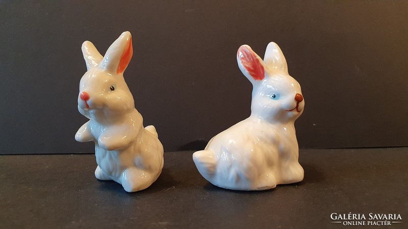 2 Pcs., Mini, porcelain, rabbit, bunny.