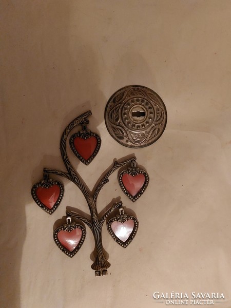 Silver-plated family tree with 5 hearts photo frame