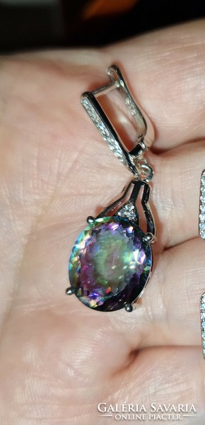 Multicolor mystik quartz gemstone sterling silver /925/ earrings - new