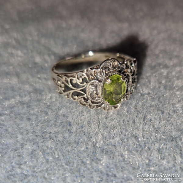 Peridot drágaköves antik stílusú/ sterling ezüst gyűrű 54 es, 925  - új