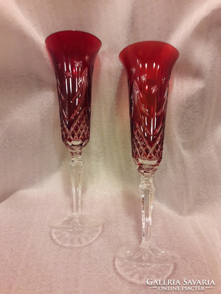 Set of 6 Waterford Merry Christmas Ruby Red Crystal Champagne Flute Glass brand new unused