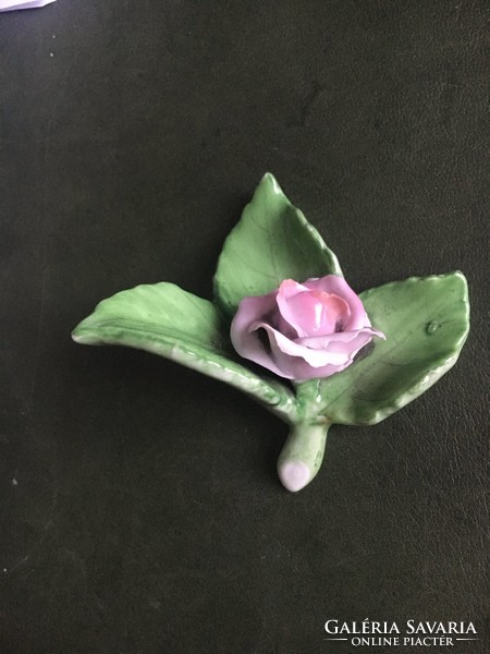 Antik Herendi porcelán, kézzel készült rózsa