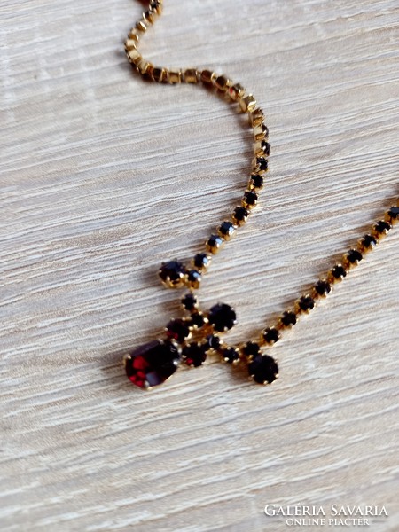 Old burgundy Czech crystal necklace