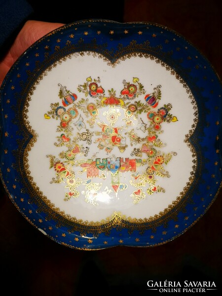 Antique fire enamel bowl hand painted centerpiece offering, scene marked Austria, art deco retro