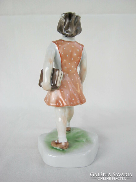 Retro ... Zsolnay porcelain little girl in polka dot dress