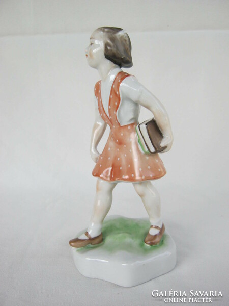 Retro ... Zsolnay porcelain little girl in polka dot dress