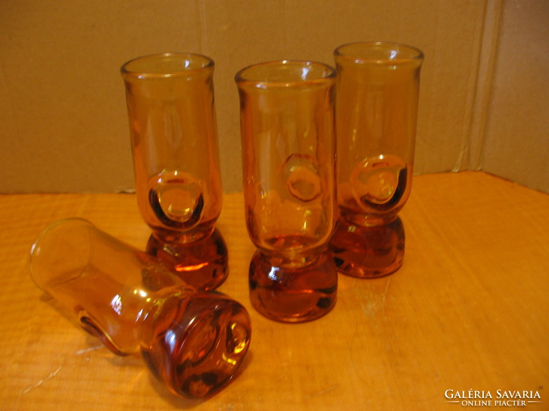 Scandinavian artistic amber glass brandy and liqueur glasses 4 pcs