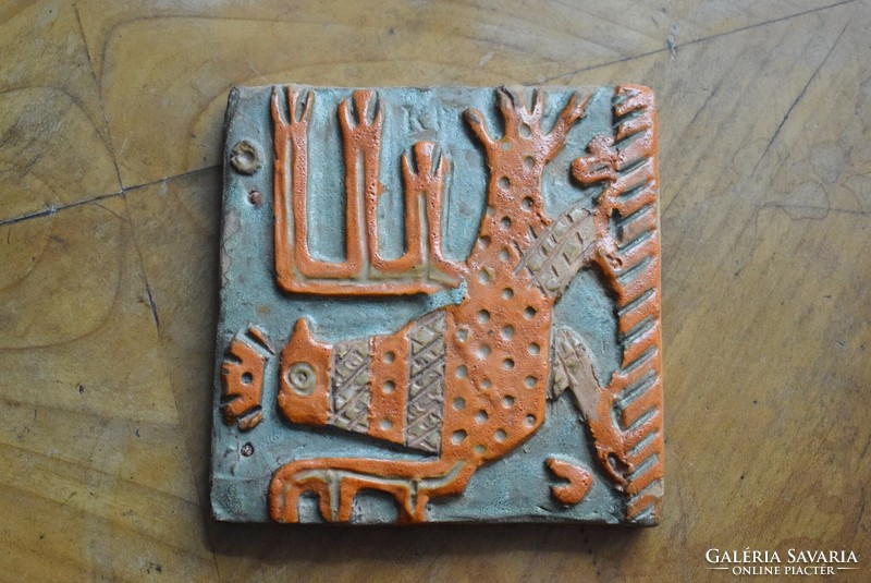 Margit Kovács ceramic relief marked signed original 13.5 x 13.5 cm rarity!