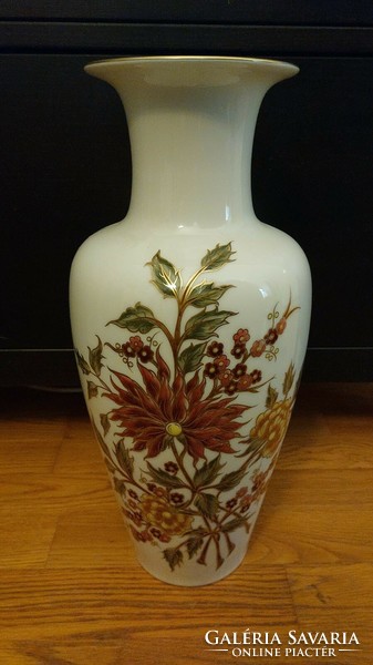 Zsolnay kézzel festett magas - 43 cm - pillangós-virágos váza, hibátlan, új