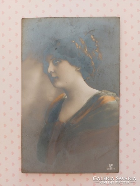 Old postcard 1913 female photo postcard