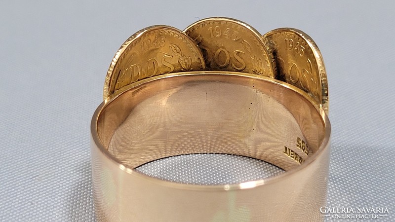 14 K arany érmés gyűrű 13,09 g