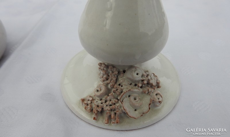 Old applied art ceramic vase and candle holder