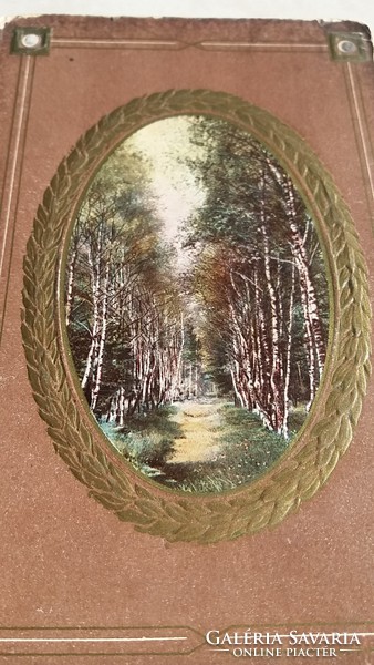 Régi képeslap 1909 medalionos tájképes üdvözlőlap szecessziós levelezőlap
