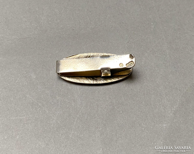 Old Soviet enameled silver tie clip.