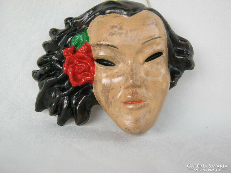 Retro ... Dr. Rank Hungarian applied art wall ceramic woman with a flower in her hair
